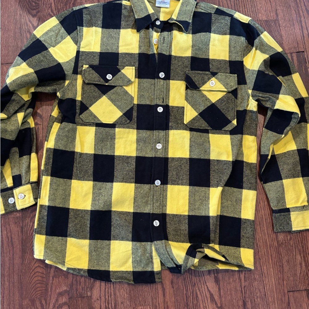 Yellow and Black Plaid Men's Shirt